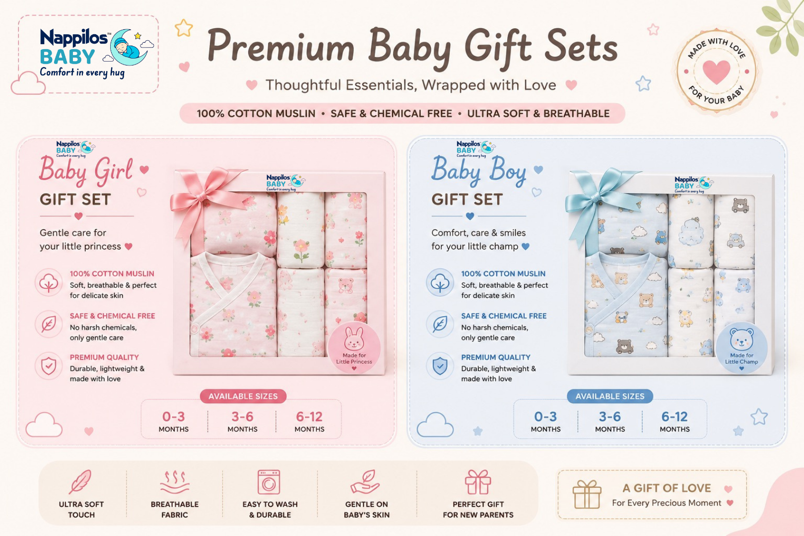Muslin Premium Baby Gift Sets
