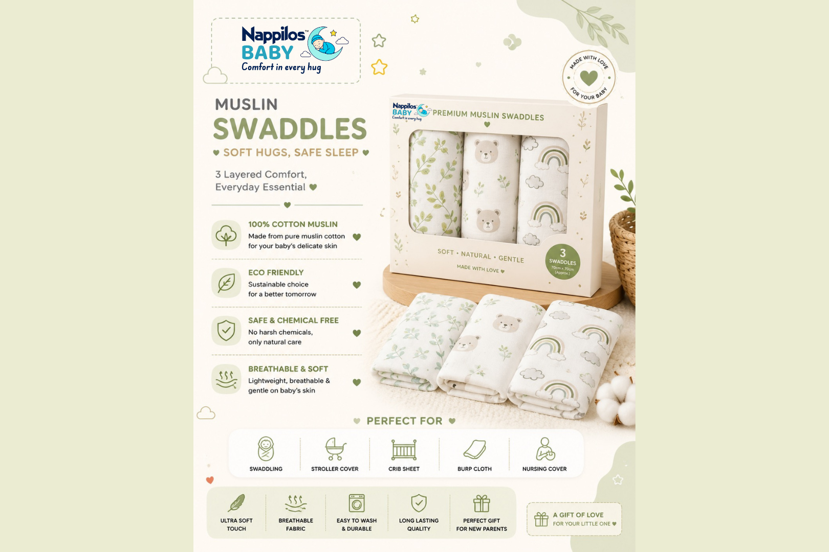 Premium Muslin Swaddles